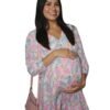 Vestido corto flores escote en V