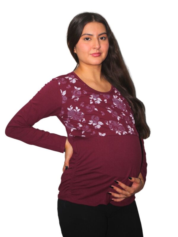 Blusa de lactancia manga larga top flores
