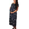6 Vestido largo manga corta escote hombros